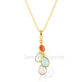 Colorful Multi Gemstones Colares de prata esterlina, encantos de pedras preciosas Silver Necklace